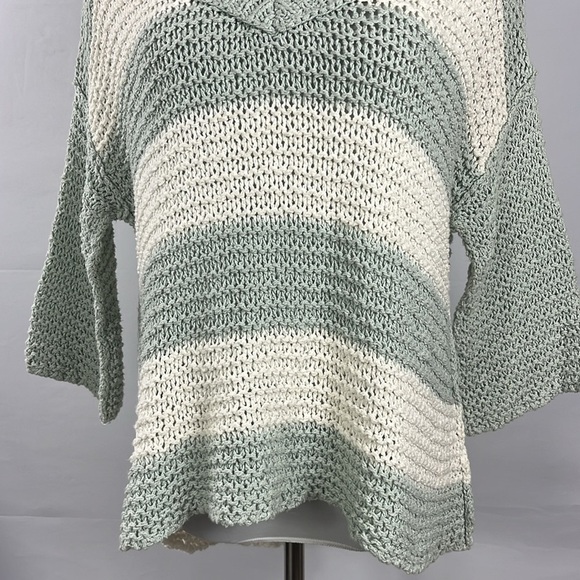Free People Women's Parkslope Stripe Mint Ivory Combo Loose Knit Sweater Size S - Picture 5 of 12